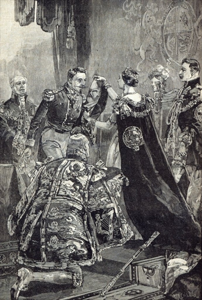 Detail of The Queen investing the Emperor of the French with the Order of the Garter by English School