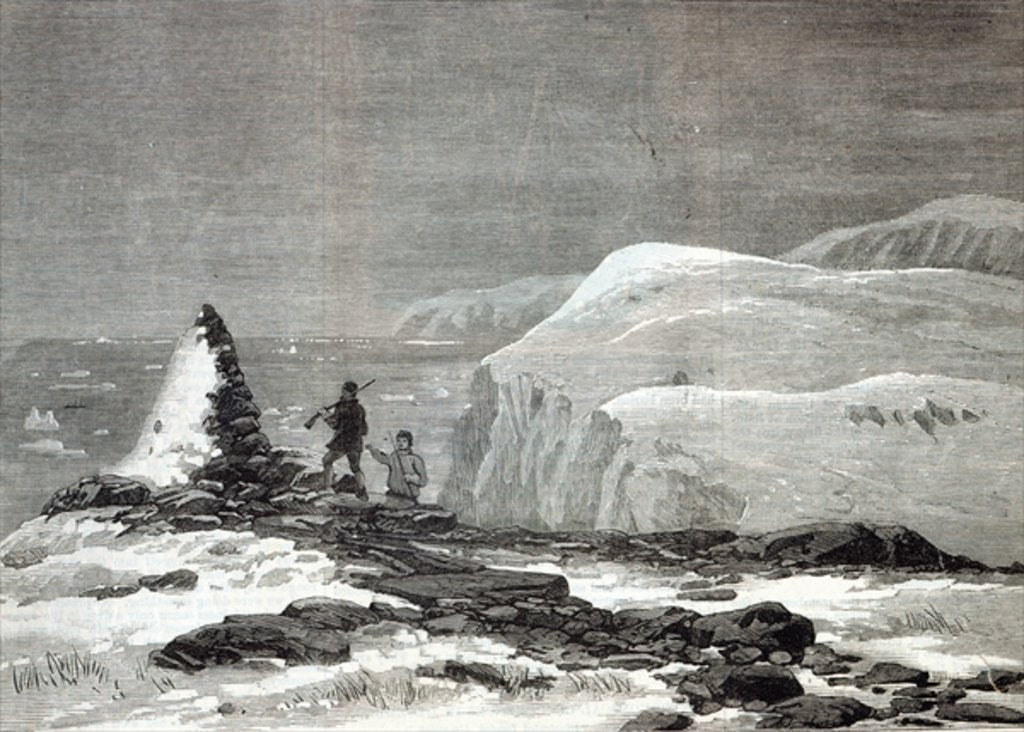 Detail of The cruise of the Pandora: Cairn erected by Captain Nares at Cape Isabella by English School