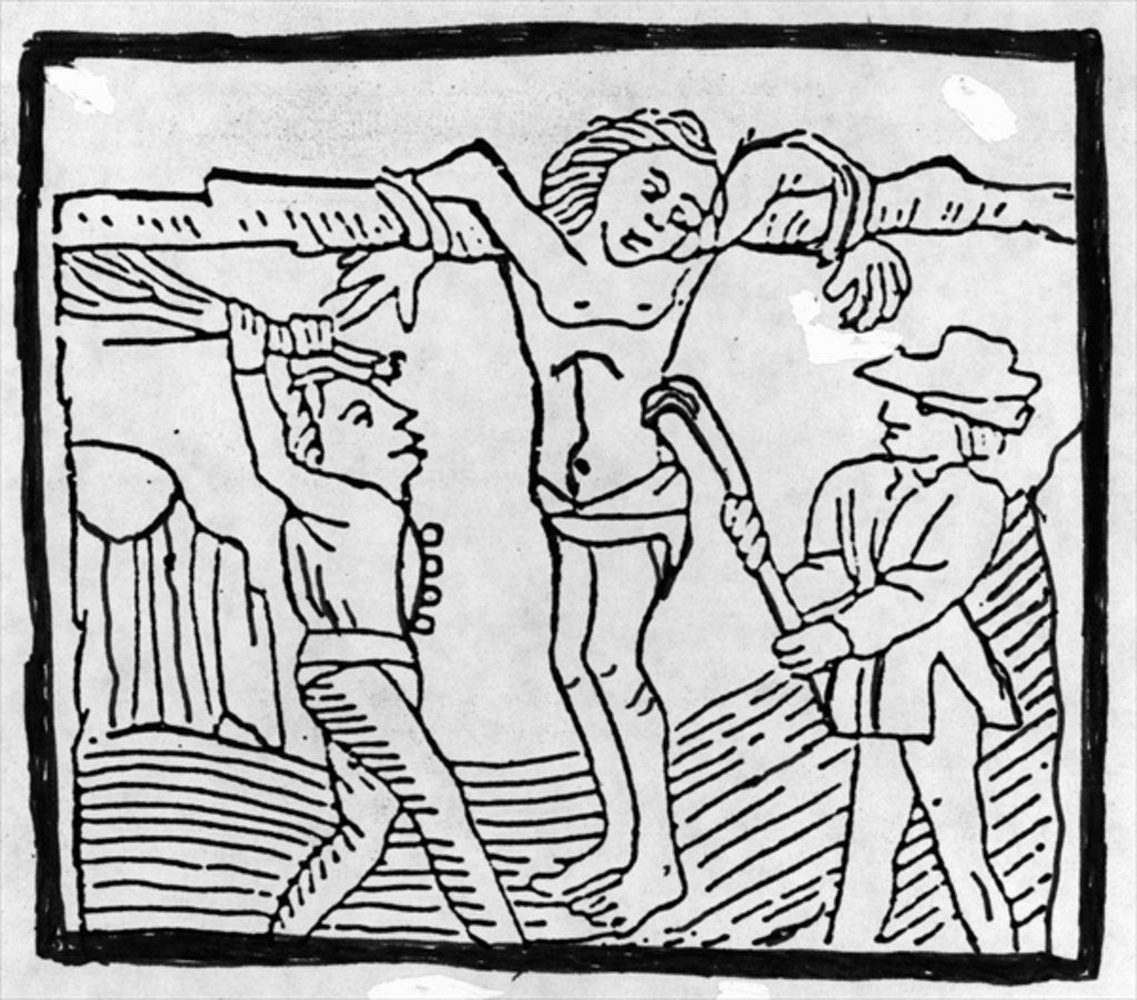 Detail of Whipping a Vagabond during the Tudor period by English School