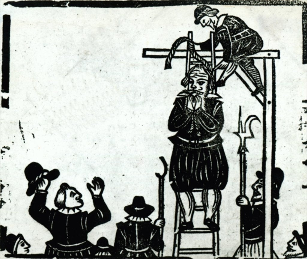 Detail of Scaffold with a man about to be hanged by English School