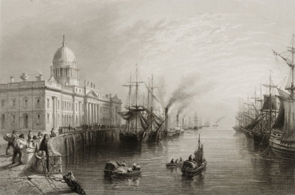 Detail of The Custom House, Dublin by William Henry (after) Bartlett