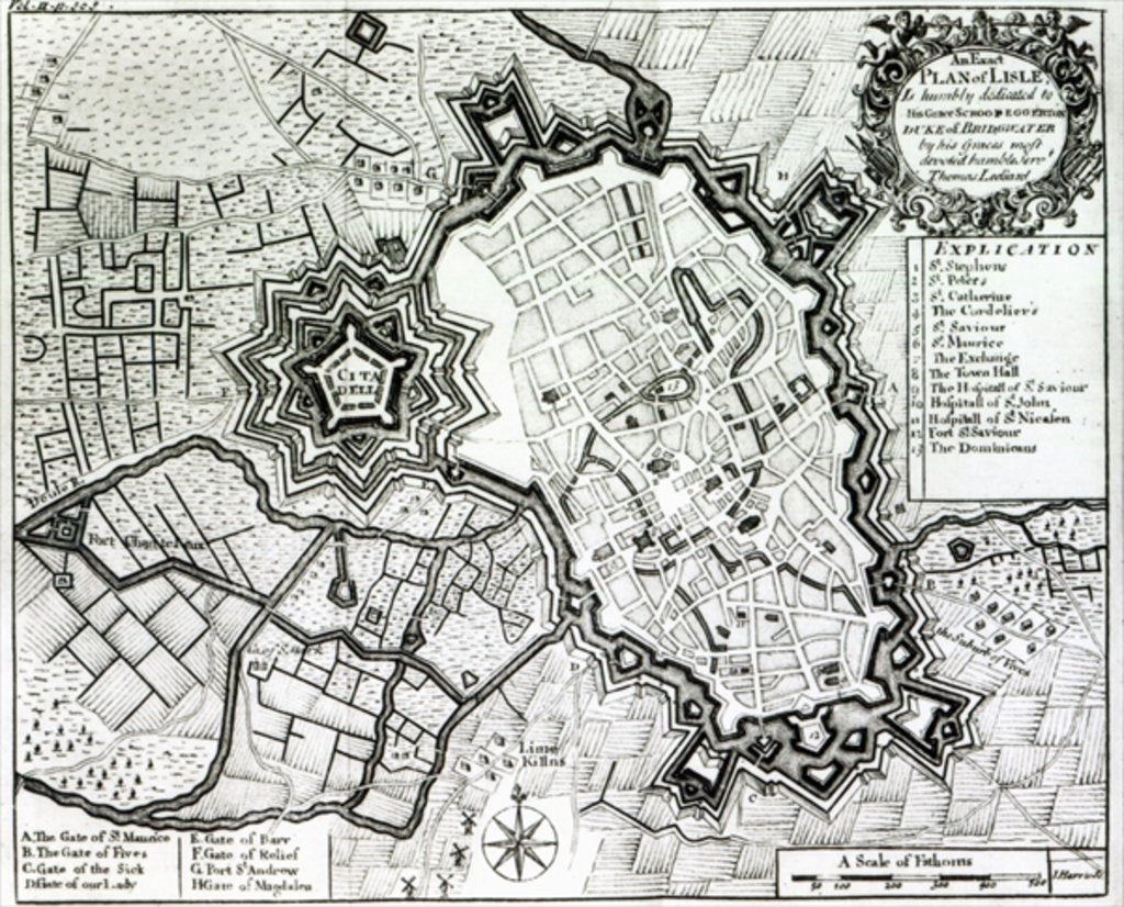 Detail of Plan of Lisle, 1736 by Thomas Lediard