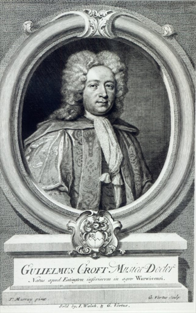 Detail of William Croft, engraved by George Vertue by Thomas (after) Murray