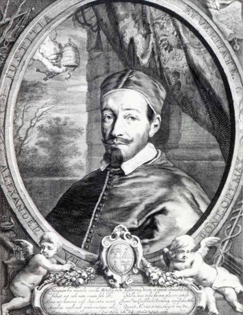 Detail of Pope Alexander VII, published by Clement de Jonghe by Cornelius de Visscher