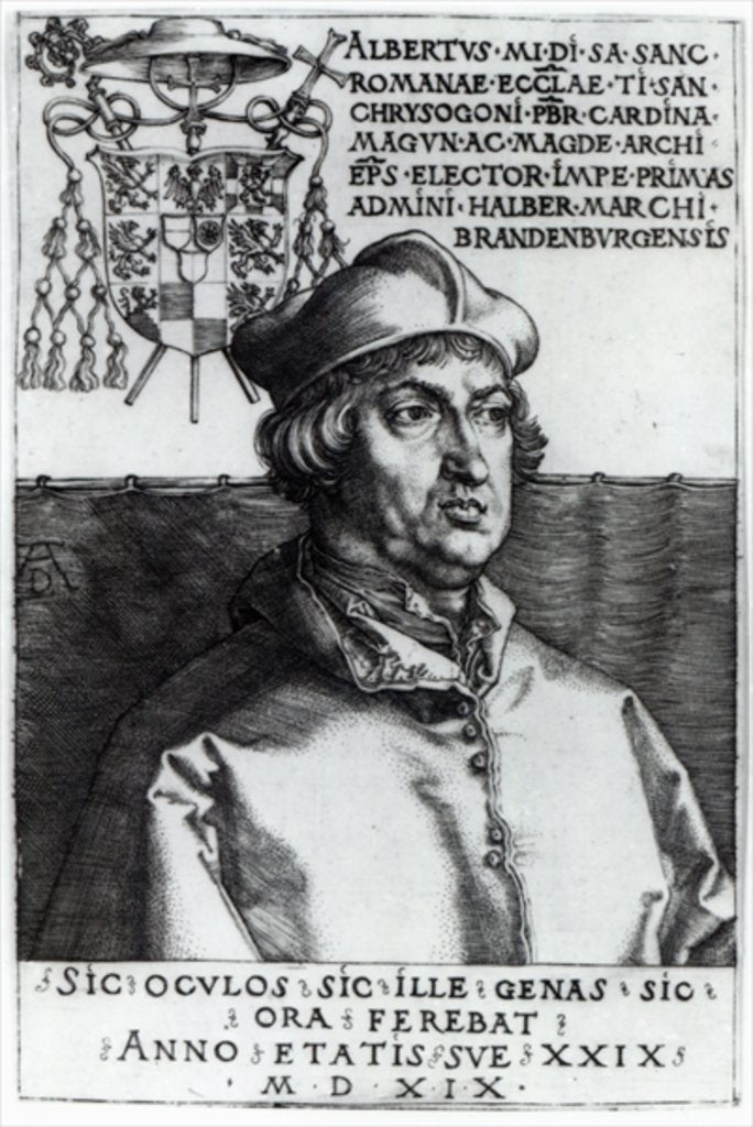 Detail of Albrecht of Brandenburg, 1519 by Albrecht Dürer or Duerer