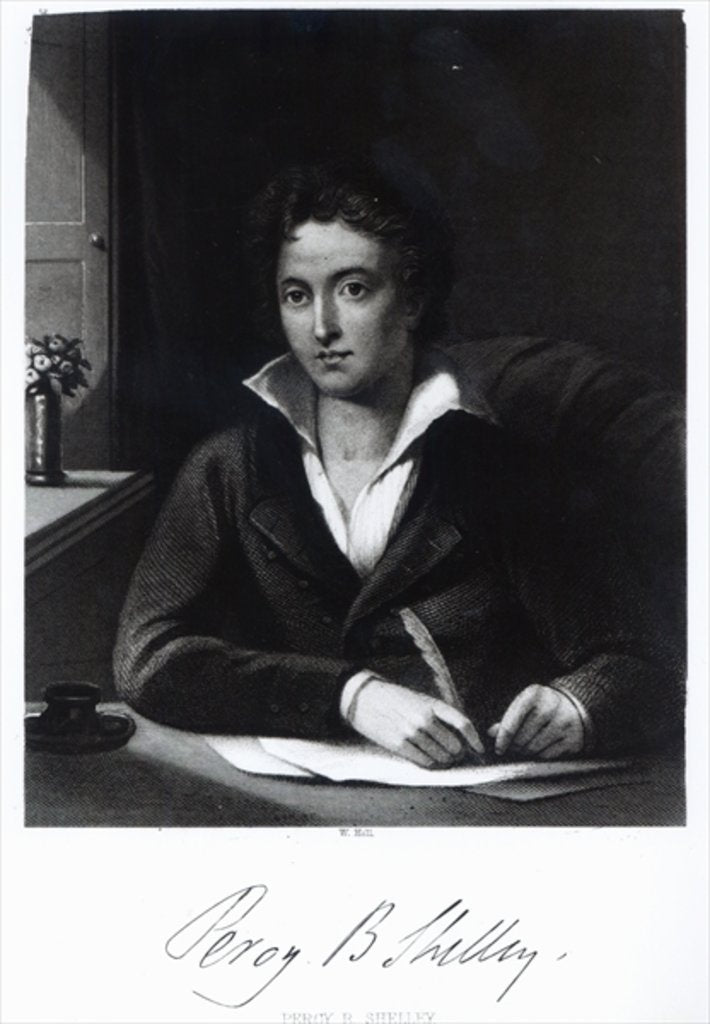 Detail of Percy Bysshe Shelley, engraved by William Holl by Amelia (after) Curran