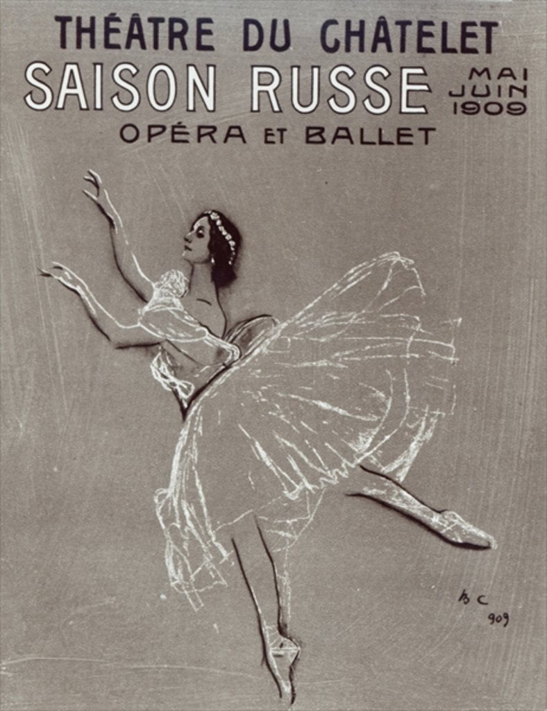 Detail of Poster for the 'Saison Russe' at the Theatre du Chatelet, 1909 by Valentin Aleksandrovich Serov