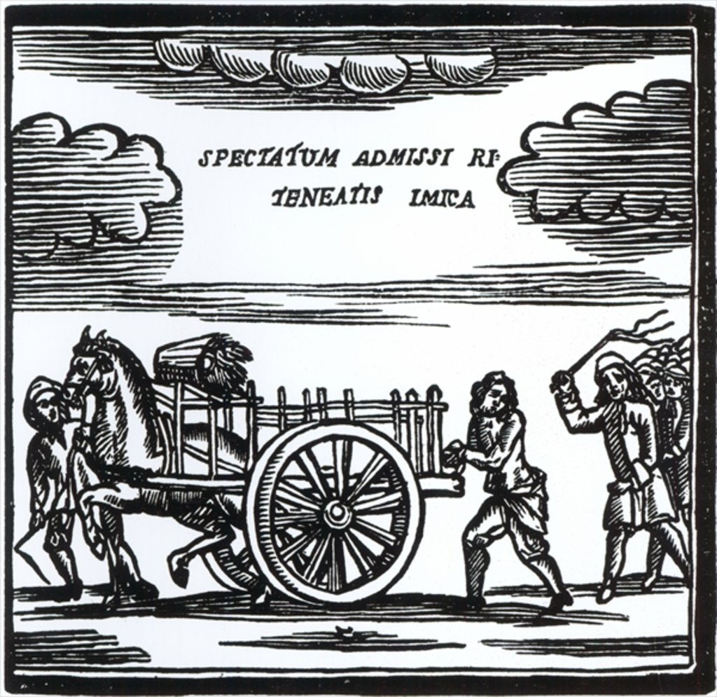 Detail of A vagabond being whipped through the streets by English School