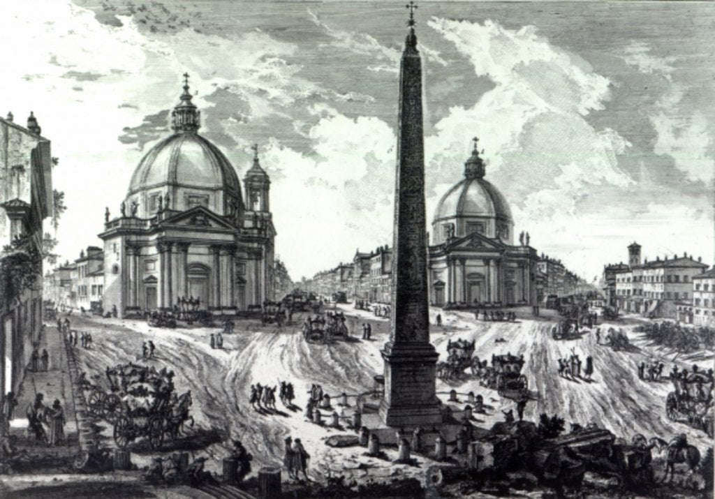 Detail of Veduta della Piazza del Popolo, c.1750 by Giovanni Battista Piranesi