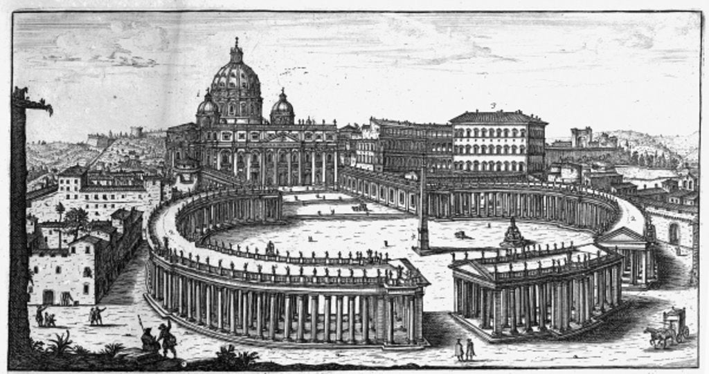 Detail of Bernini's original plan for St. Peter's Square, Rome by Giovanni Battista Falda