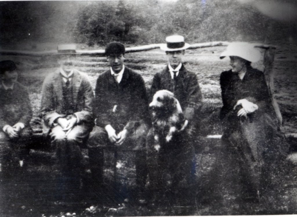 Detail of James and Lytton Strachey with Thoby, Adrian and Virginia Stephen in Fritham, Hampshire, 1901 by English Photographer