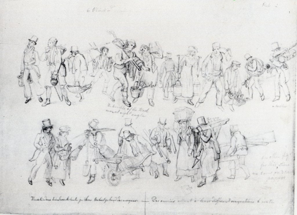 Detail of People of Various Occupations on their way to work by George the Elder Scharf