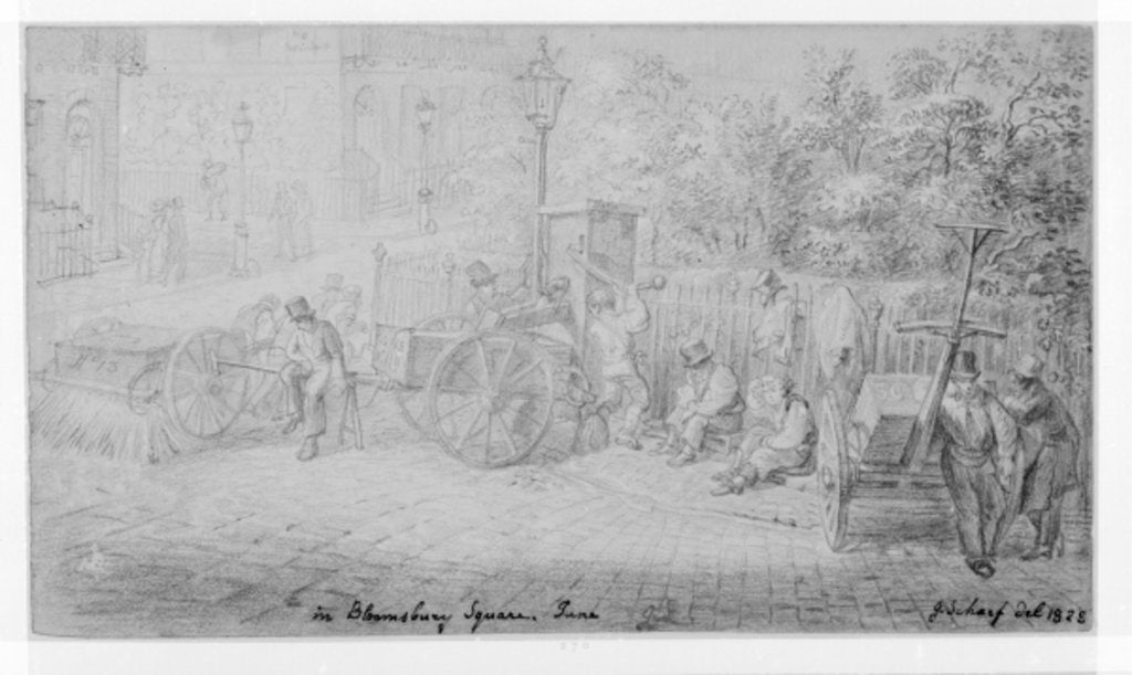 Detail of In Bloomsbury Square during the heat wave, 1828 by George the Elder Scharf