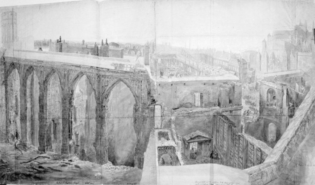 Detail of St. Stephen's, House of Lords after the fire, 1834 by George the Elder Scharf