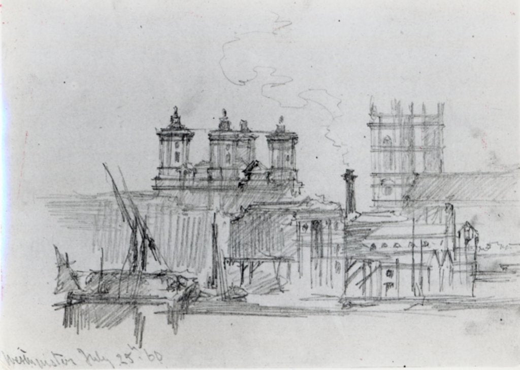 Detail of Sketch of Westminster, 1860 by George the Elder Scharf