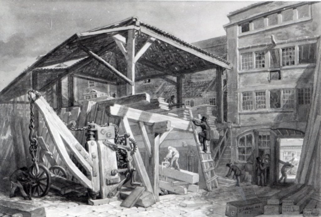 Detail of Timber Yard, Finsbury, 1825 by George the Elder Scharf