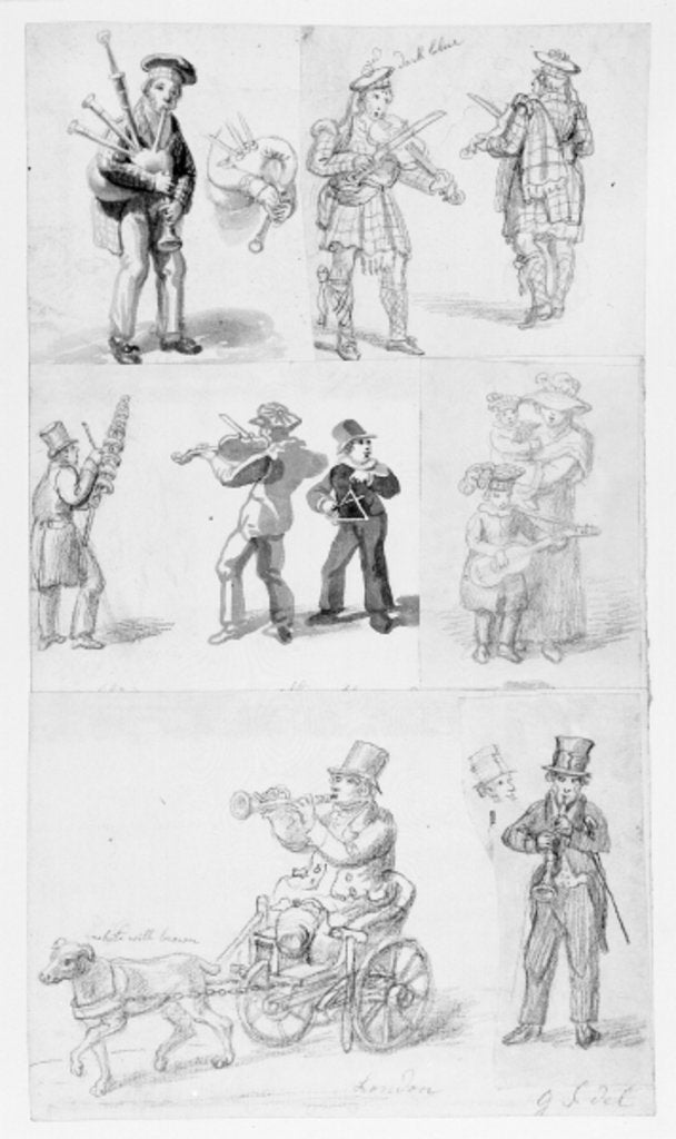Detail of London Street Musicians by George the Elder Scharf
