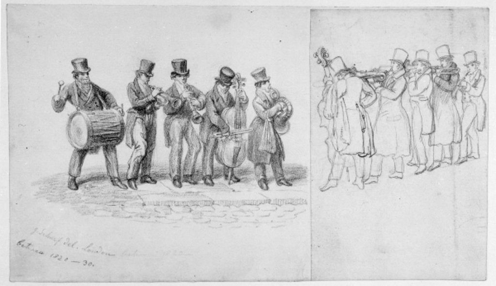 Detail of London Street Musicians, c.1820-30 by George the Elder Scharf