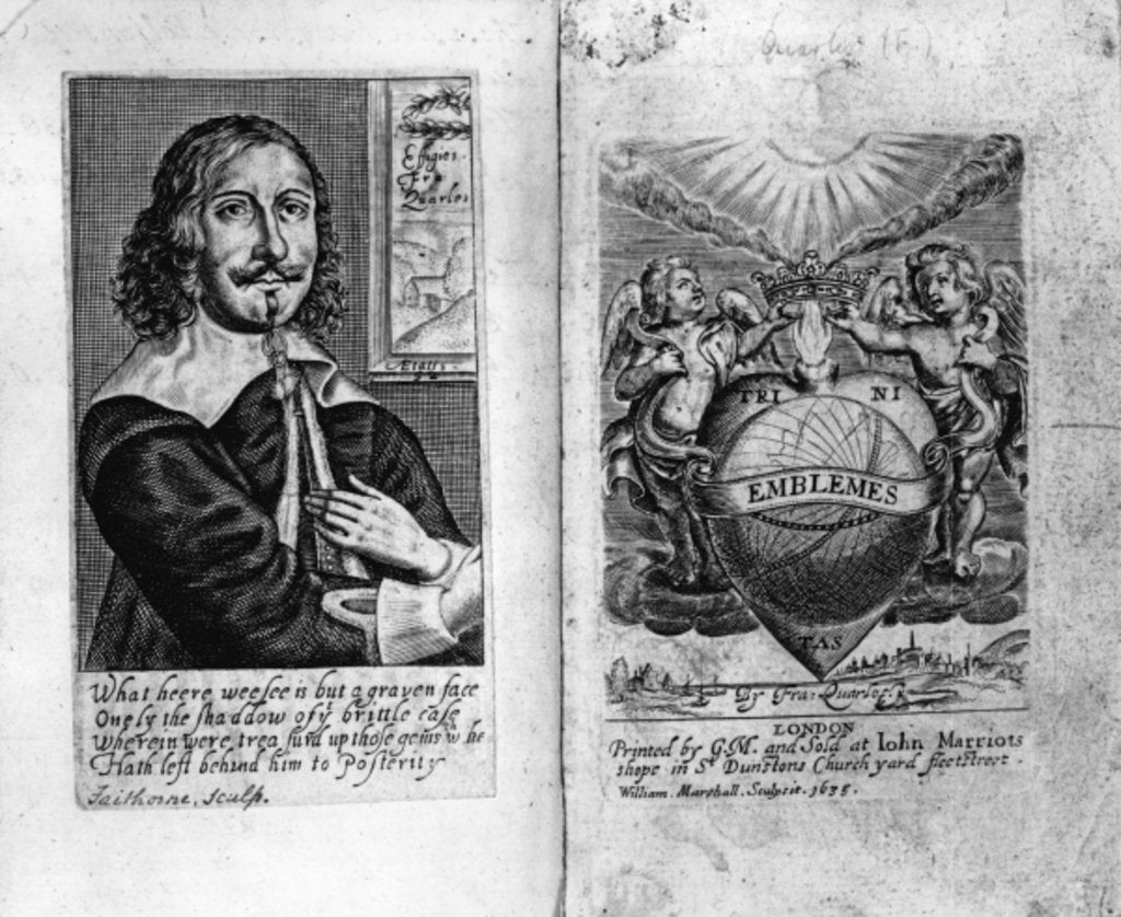 Detail of Frontispiece to Francis Quarles's 'Emblems', engraved by William Faithorne and William Marshall, 1635 by English School