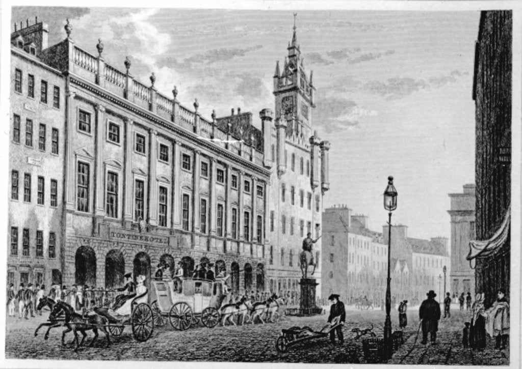 Detail of View of The Town Hall, Exchange, Glasgow by John (after) Knox