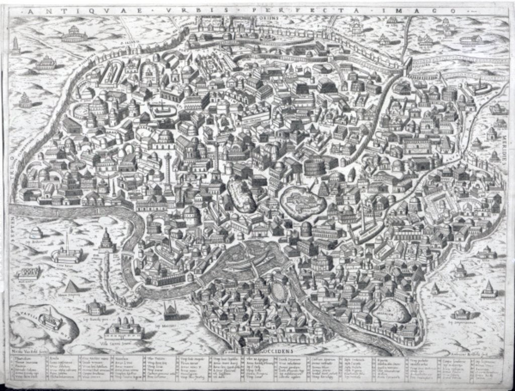 Detail of Antiquae Urbis Perfecta Imago, Map of Rome, c.1600 by Ambrogio Brambilla