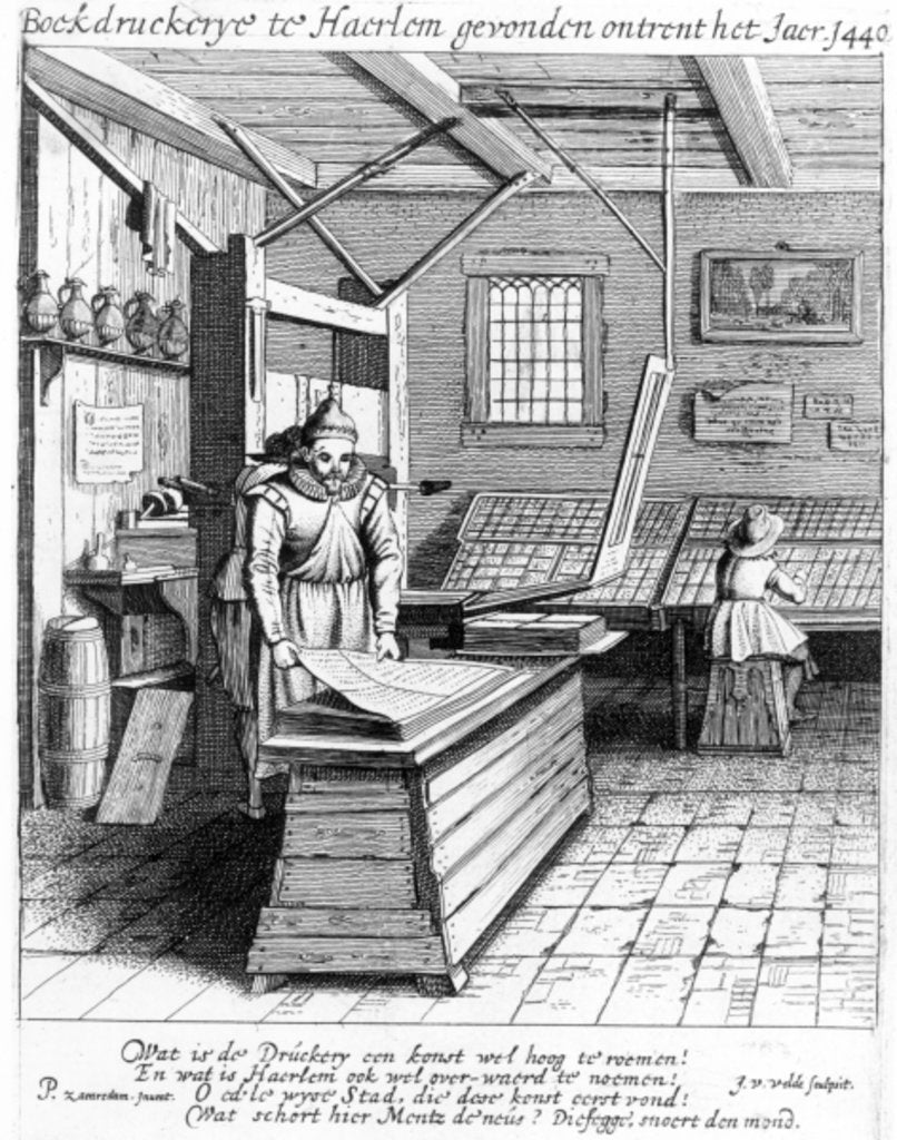 Detail of The Bindery of Laurens Janszoon Koster by Pieter Jansz (after) Saenredam