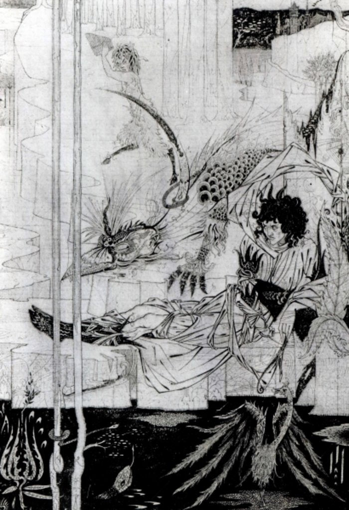 Detail of Now King Arthur saw the Questing Beast , 1893-94 by Aubrey Beardsley