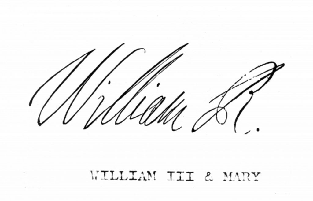 Detail of Signature of William III of England by English School