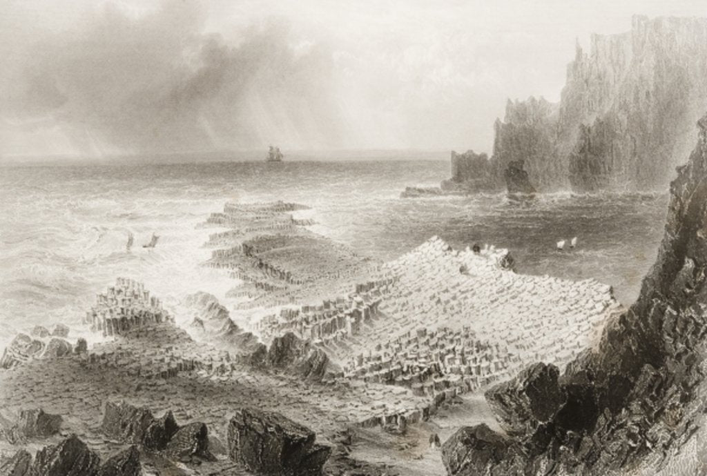 Detail of The Giant's Causeway from above, County Antrim, Northern Ireland by William Henry (after) Bartlett