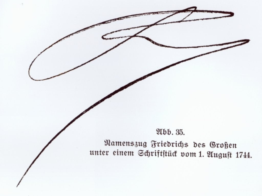 Detail of Signature of Frederick the Great, King of Prussia, 1st August 1744 by Anonymous