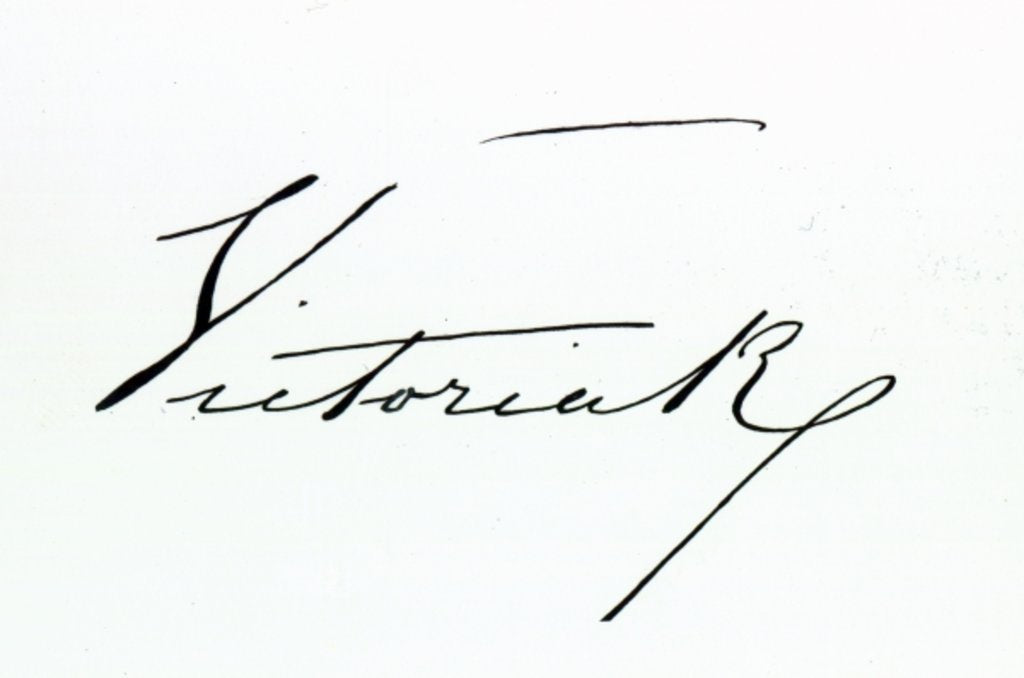 Detail of Signature of Queen Victoria (pen and ink on paper by Anonymous