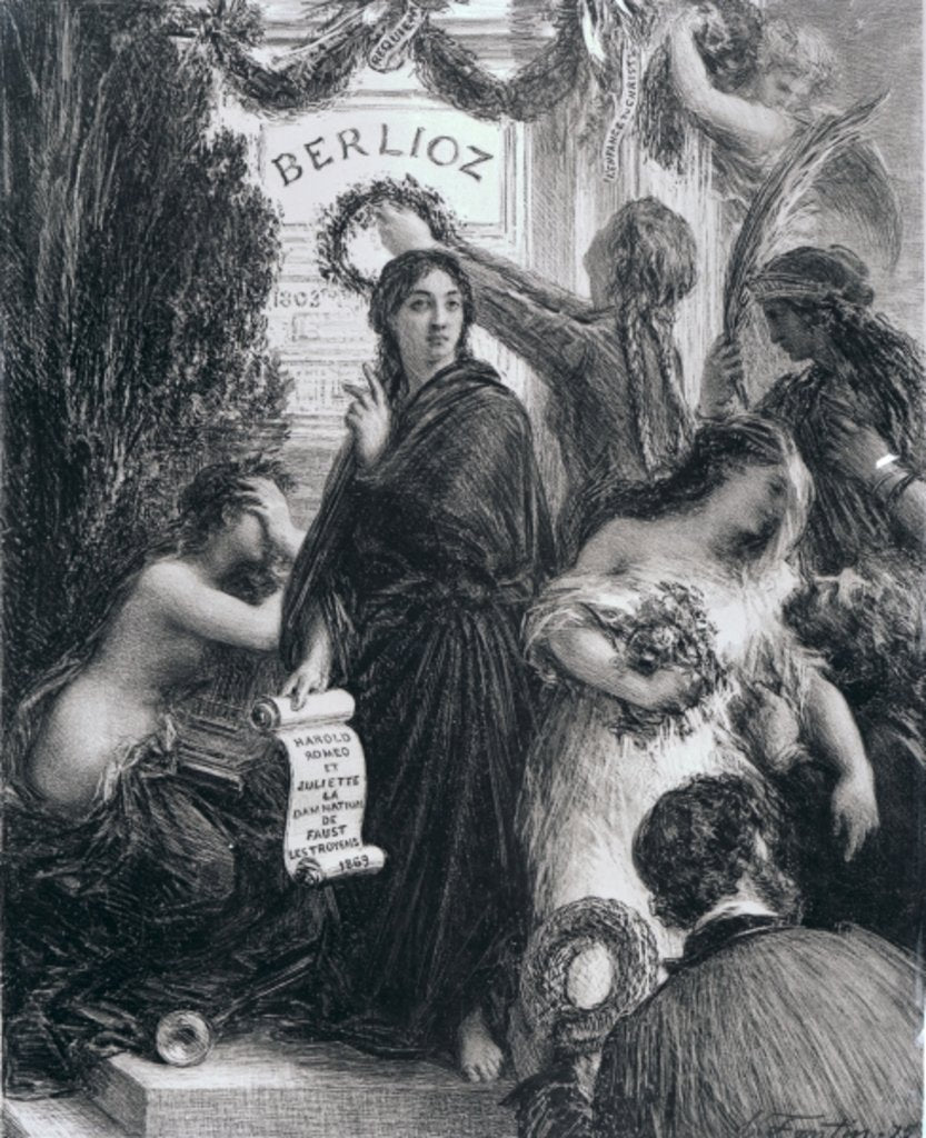 Detail of Engraving dedicated to the memory of Hector Berlioz, 1869 by French School