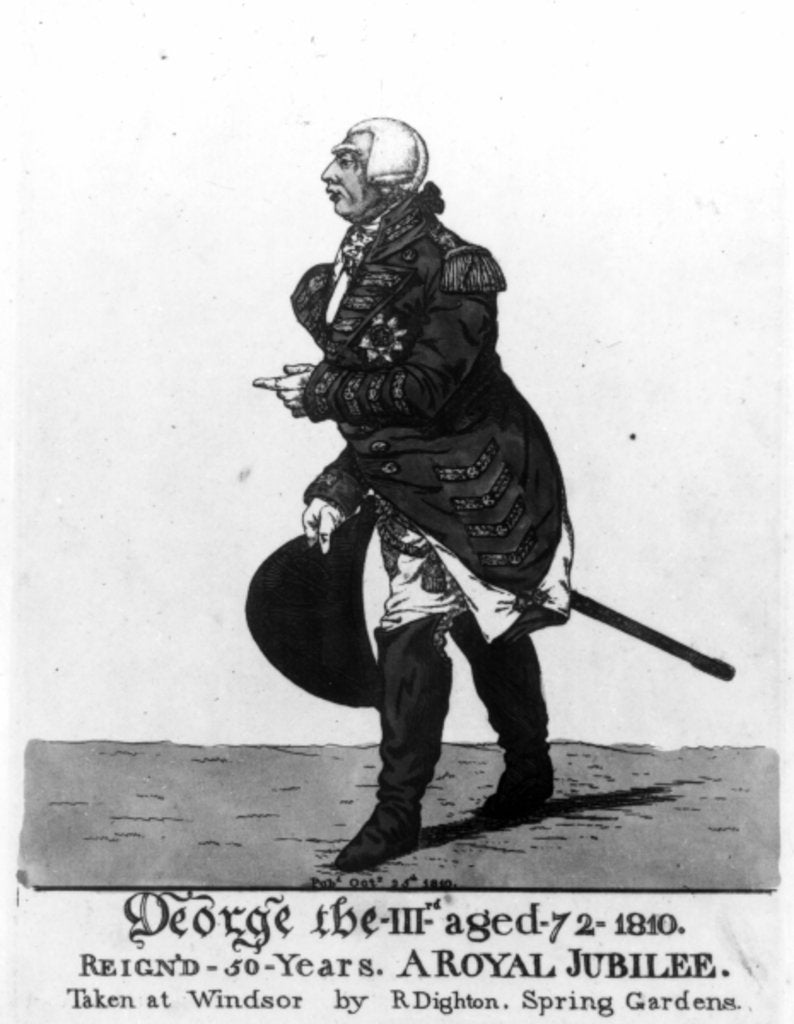 Detail of King George III, aged 72, 1810 by Robert Dighton