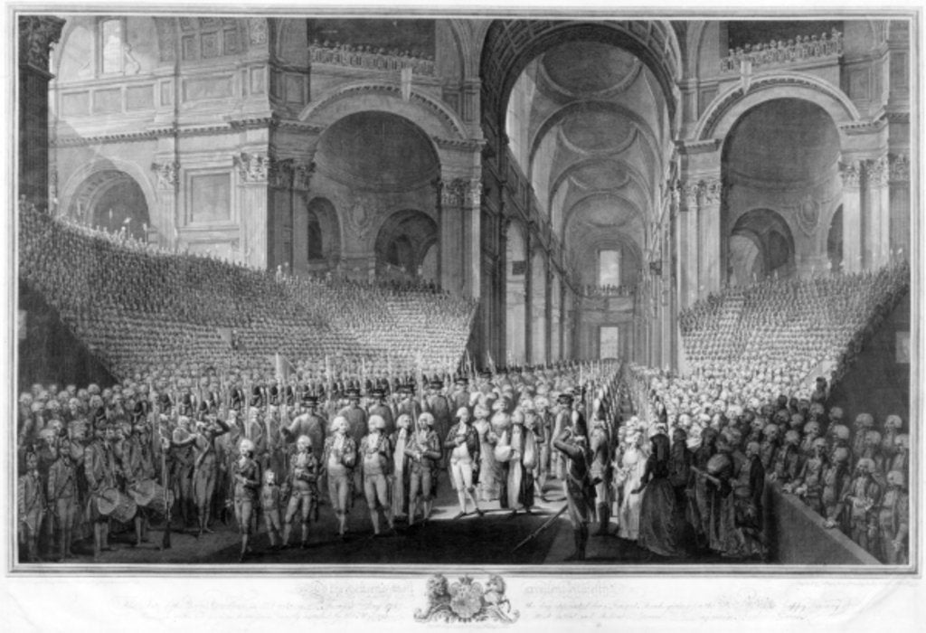 Detail of Thanksgiving service in St.Paul's Cathedral, celebrating the recovery of King George III, 23rd April 1789 by English School