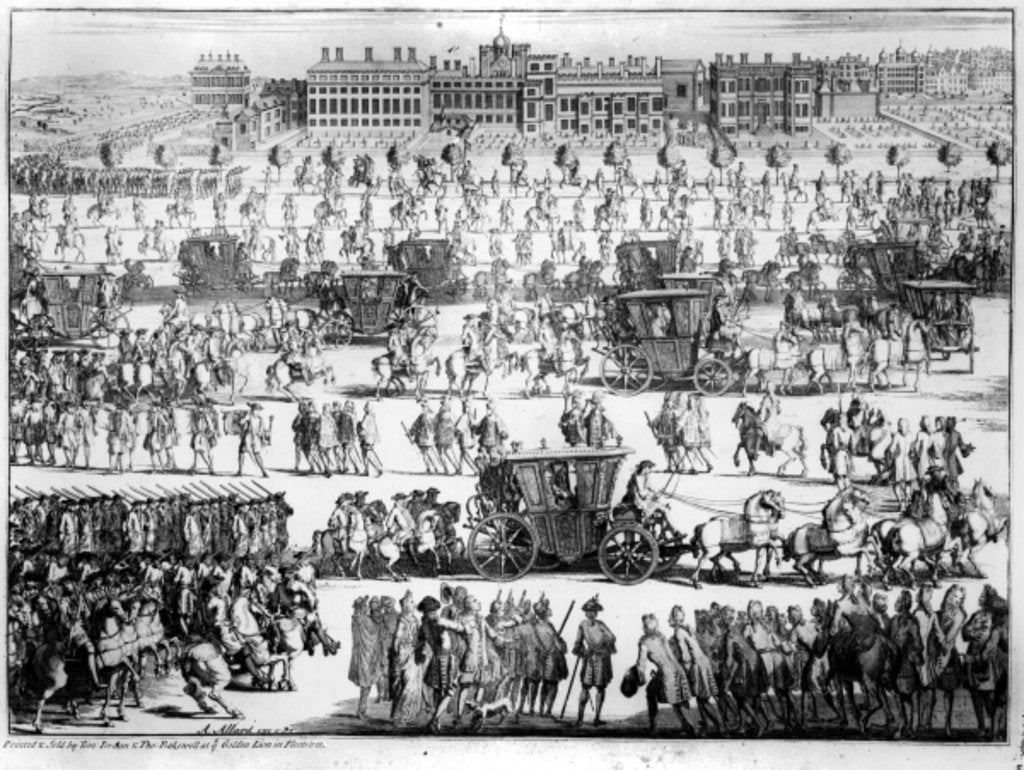 Detail of King George I procession to St. James's Palace, 20th September 1714 by English School