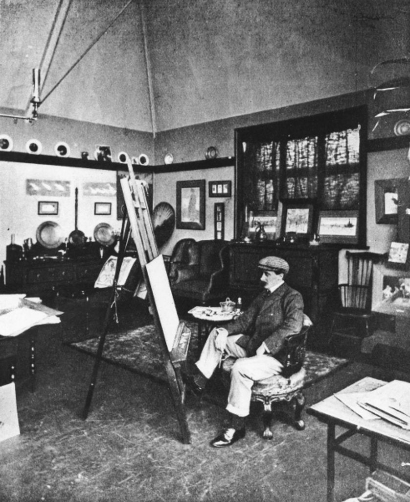 Detail of Cecil Aldin in his studio by English Photographer