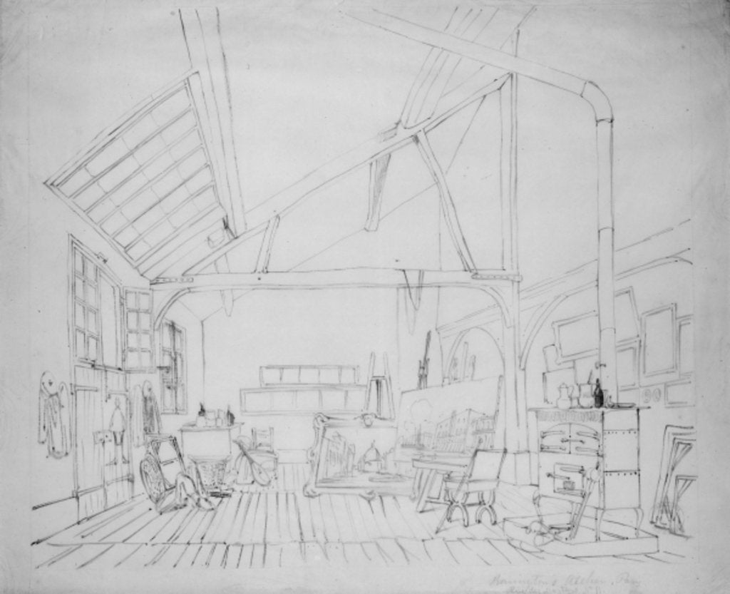 Detail of Richard Parkes Bonington's studio in Paris by Thomas Shotter Boys