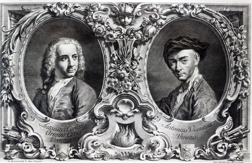 Detail of Canaletto and Antonio Visentini, engraved by Visentini by Giambattista (after) Piazzetta