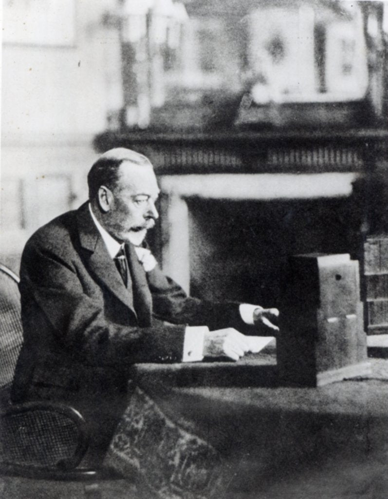 Detail of George V broadcasting his Christmas Message to the British Commonwealth and Empire, 1935 by English Photographer