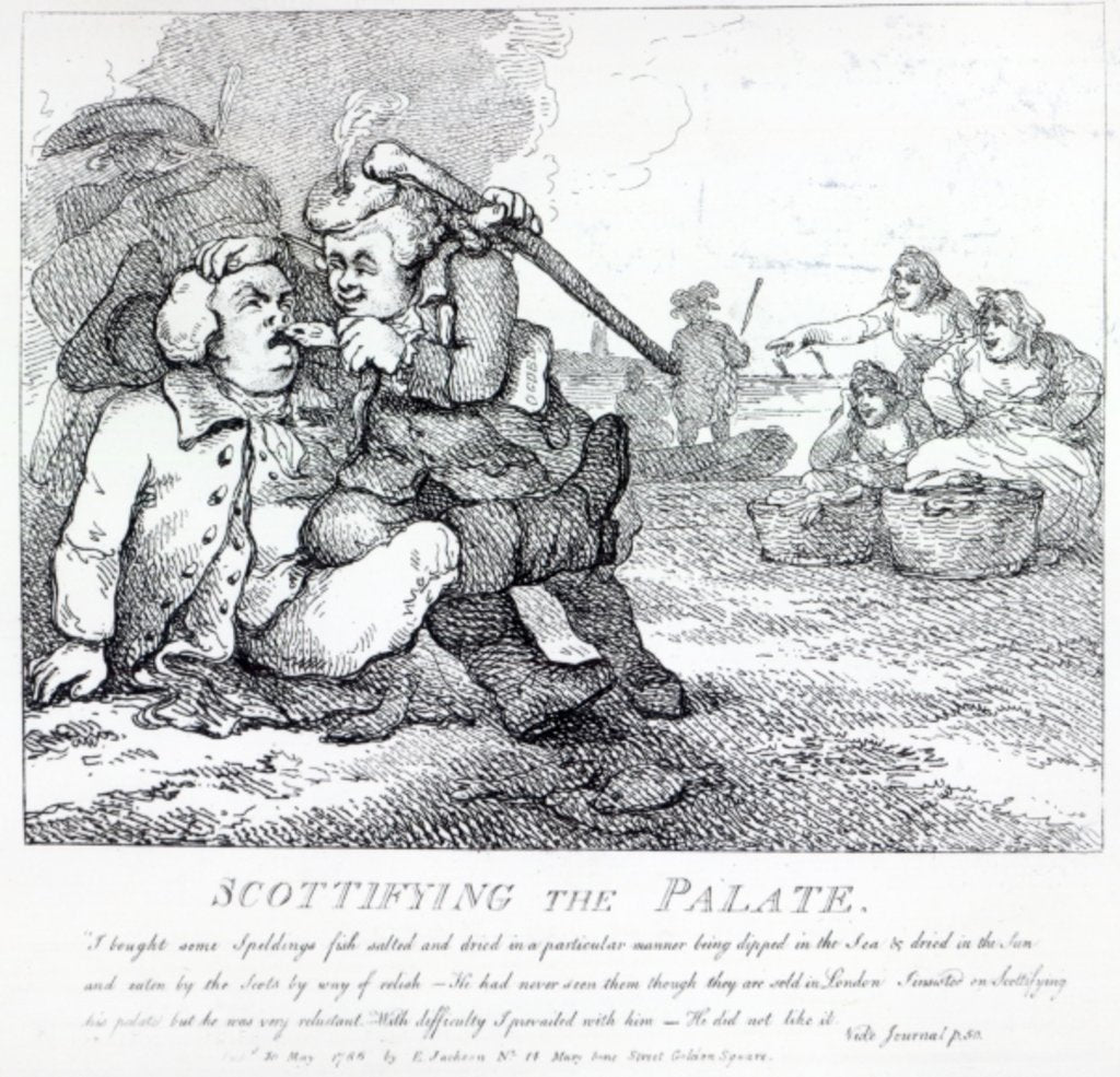 Detail of Scottifying the Palate from 'Picturesque Beauties of Boswell, Part the First', etched by Thomas Rowlandson, 1786 by Samuel (after) Collings