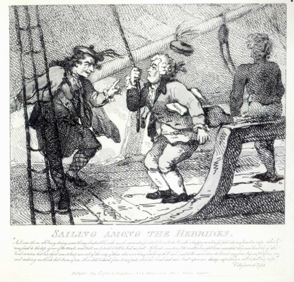 Detail of Sailing Among the Hebrides from 'Picturesque Beauties of Boswell, Part the First' by Samuel (after) Collings