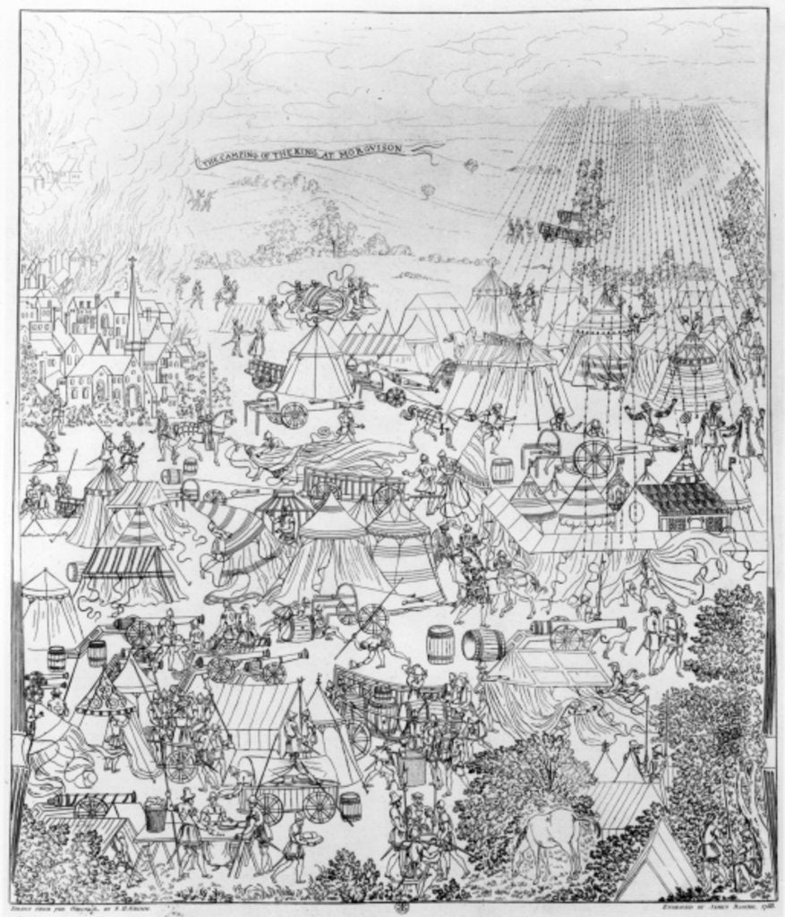 Detail of The Encampment of King Henry VIII at Marquison, July 1544, etched by James Basire, 1788 by Samuel Hieronymous Grimm
