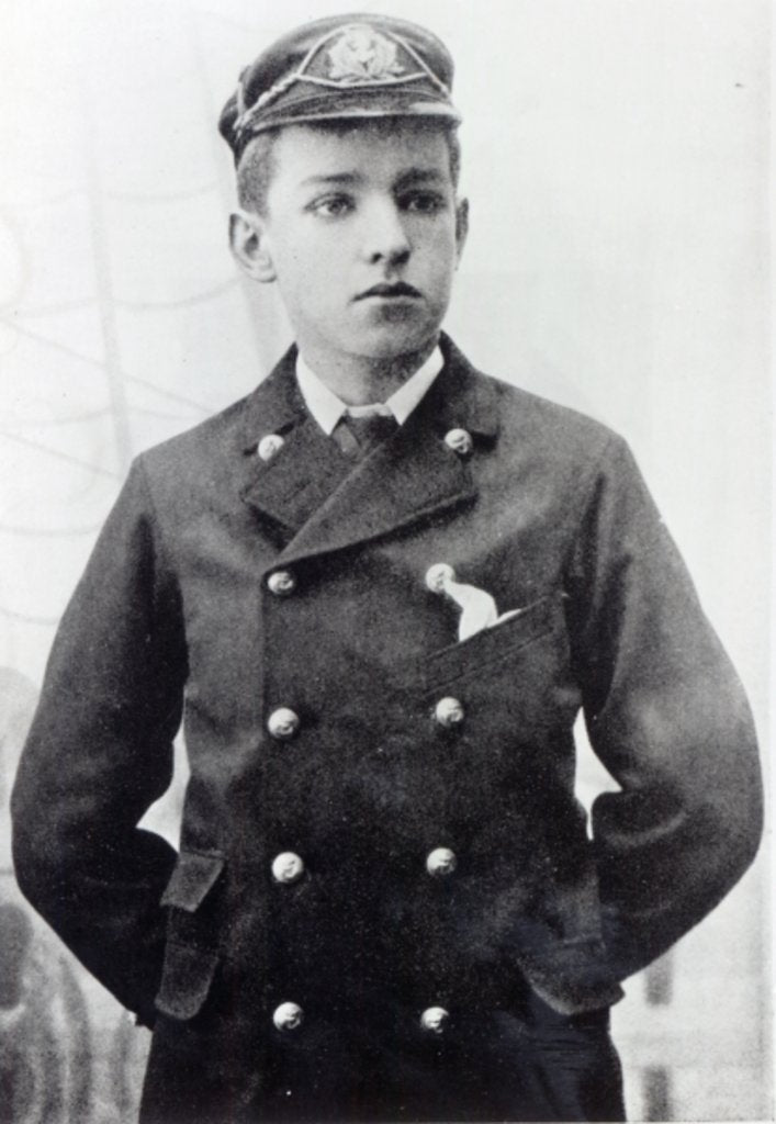 Detail of Ernest Shackleton, aged 16, wearing his White Star Line uniform, 1890 by English Photographer