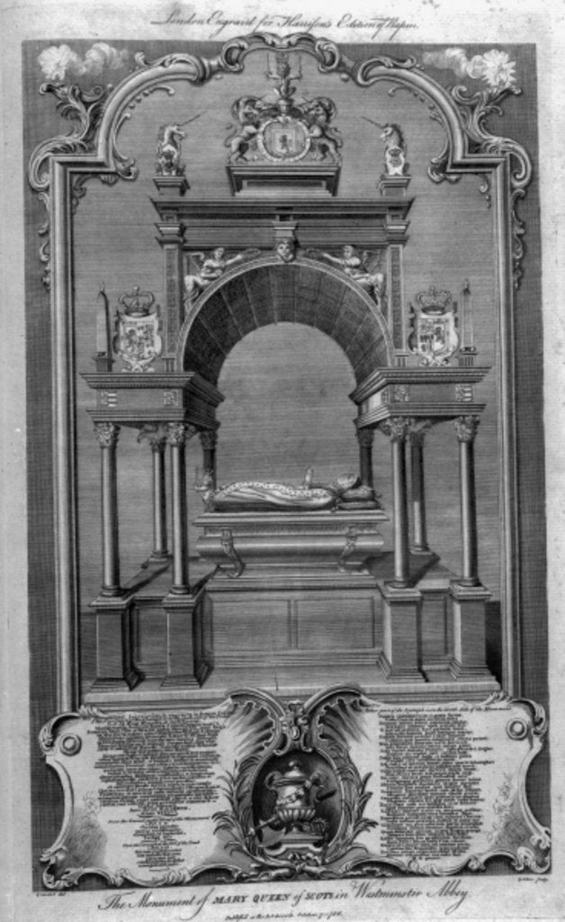 Detail of The Monument of Mary Queen of Scots in Westminster Abbey by Hubert (after) Gravelot