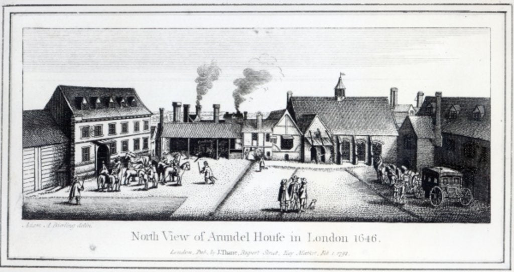 Detail of North View of Arundel House in London etched by Wenceslaus Hollar in 1646 and published in 1792 by Adam Alexius Bierling