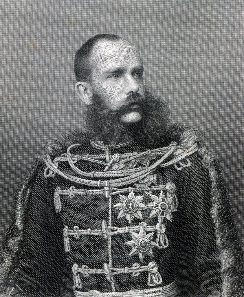 Detail of Emperor Franz Joseph I of Austria, engraved by George J. Stodard by (after) Austrian photographer