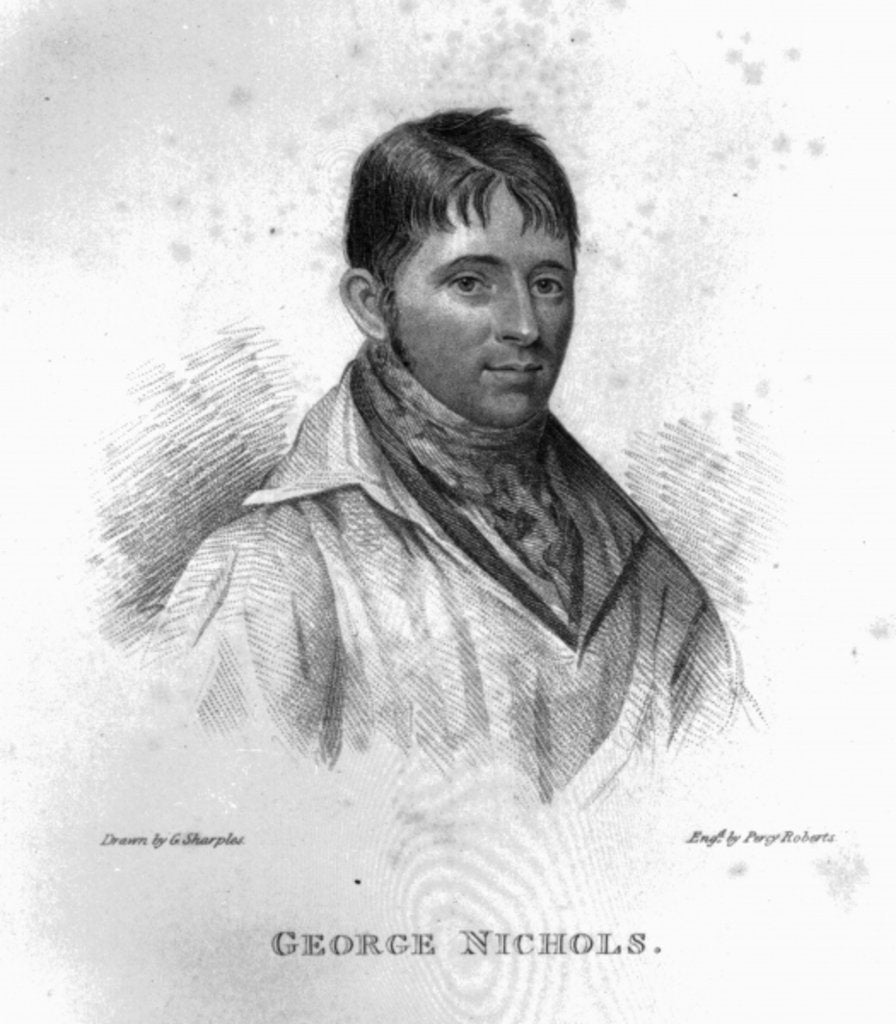 Detail of George Nichols, engraved by Percy Roberts by George (after) Sharples