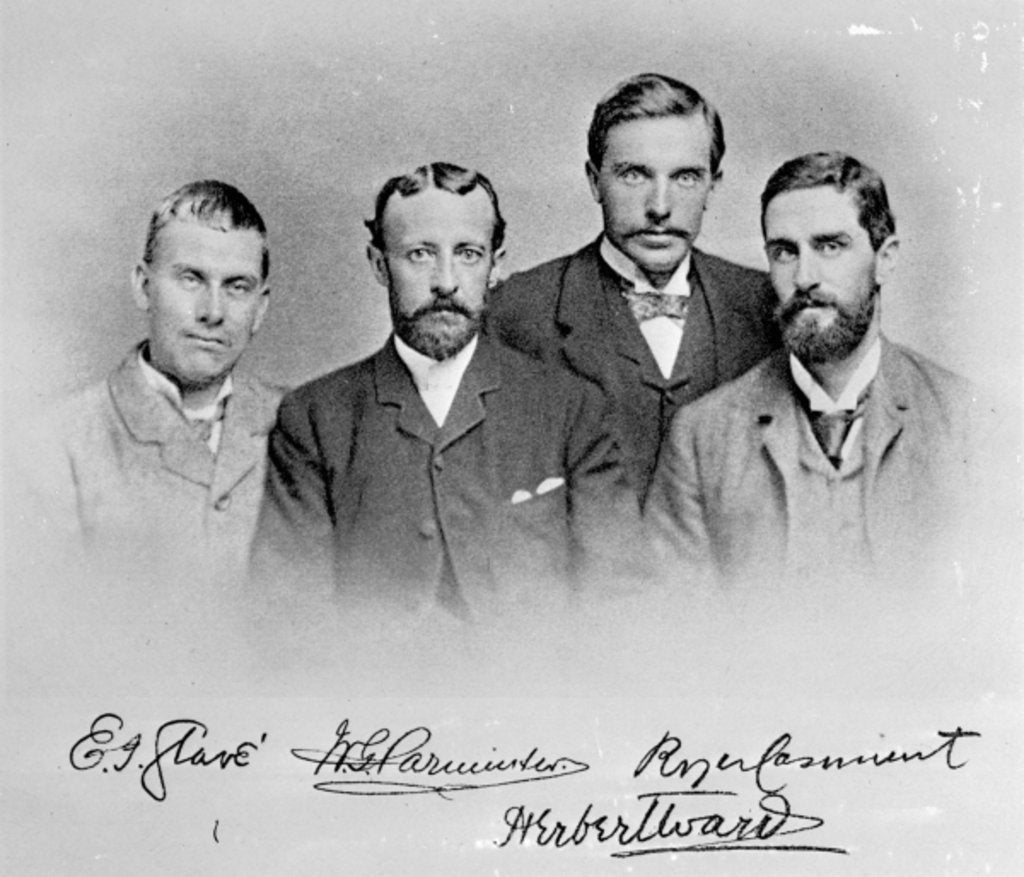 Detail of E.J. Glave, W.G. Parminter, Herbert Ward and Roger Casement by English Photographer