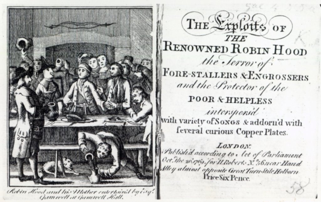 Detail of Robin Hood and his mother entertained by Esq Gamnell at Gamnell Hall by English School