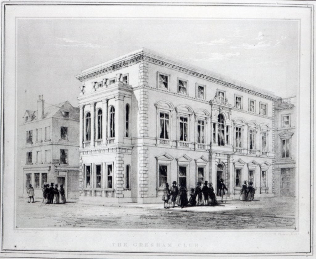 Detail of The Gresham Club, engraved by J.R Jobbins, c.1845-50 by (after) English School